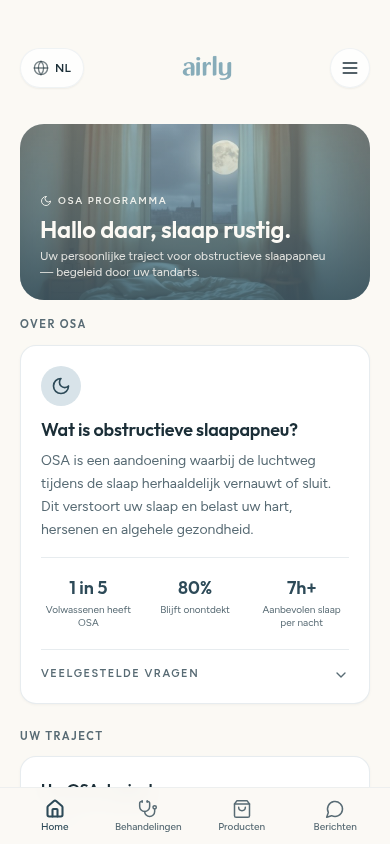 Airly patiëntportaal dashboard